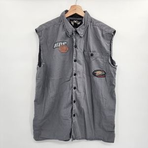 Vintage Harley Davidson Sleeveless Button Down
